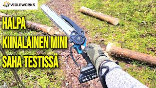 HALPA KIINALAINEN MINI MOOTTORISAHA AKULLA TESTISSÄ // LINKKI KAUPPAAN