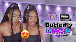 AFFORDABLE 30” Crotchet butterfly locs🦋 FT ZRQ #amazonhair #butterflylocs #crochethair #hairreview