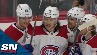 Canadiens' Michael Pezzetta Breaks Loose And Bats In His Own Rebound Mid-Air To Open The Scoring