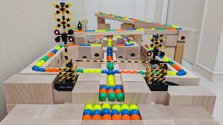 Marble Run Race ☆ Strange railroad crossing + Swing bridge + Shishiodoshi Tray + HABA + Cuboro