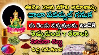 ఈనెల 29న మౌని అమావాస్య చాలా పవర్ఫుల్ కనుక ఈ 2వస్తువులను ఇంటికి తెచ్చుకుంటే7 తరాలకి సరిపడా డబ్బు