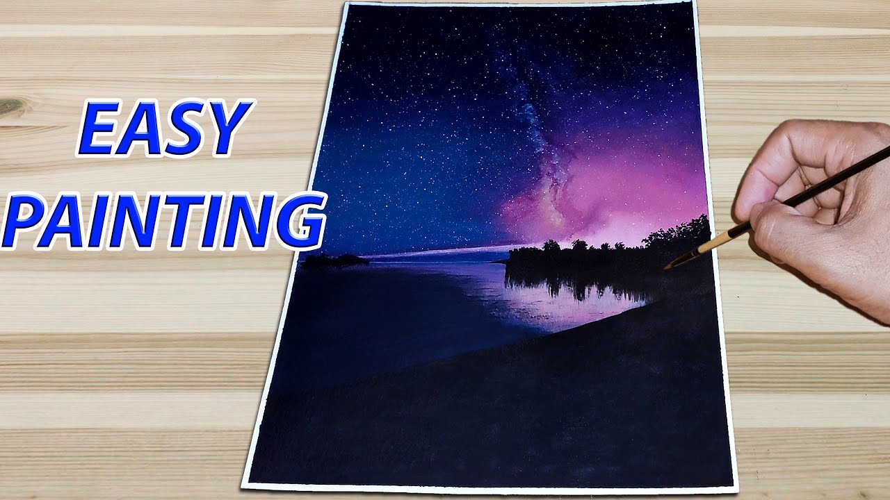 How To Paint Milky Way Galaxy STEP By STEP / Easy Galaxy Acrylic ...