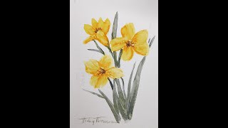 Yellow spring Flowers! How to paint Watercolor by Hedwig's Art