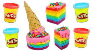 How to Make a Beautiful Rainbow Play Doh Ice Cream Drip Cake | Fun & Easy DIY Play Dough Crafts!
