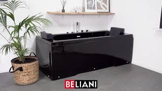 BELIANI - Whirlpool-Badewanne mit LED schwarz rechteckig 170 cm GALLEY