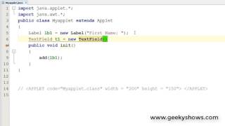 Label in Java Applet (Hindi)