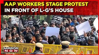 Day After Ruckus At MCD Assembly, AAP Workers Stage Sit-In Protest Outside L-G's Residence In Delhi