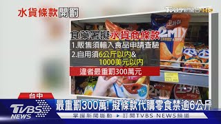 最重罰300萬! 擬條款代購零食禁逾6公斤