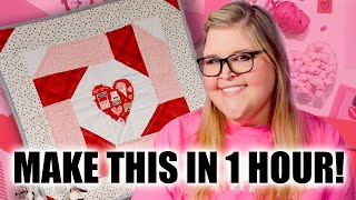 Mini Heart Wall Quilt in 1 Hour 🥳 No Templates Needed!