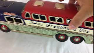 BOXED Vintage Tin Friction Large Greyhound Scenicruiser Bus Japan Asahitoy WORKS