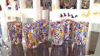 Set of 6 Millefiori Drinking Glasses - Original Murano Glass