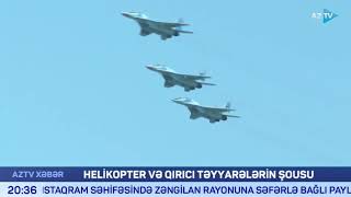 Qırıcı və helikopterlərdən Bakı səmasında möhtəşəm aviaşou - GÖRÜNTÜLƏR