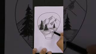 ⭐ Como Dibujar un PAISAJE a LAPIZ con sombra Blanco y Negro 🔴 Dibujos de Paisajes Bonitos