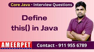 What is the use of this() in Java | Ameerpet Technologies | By Srinivas