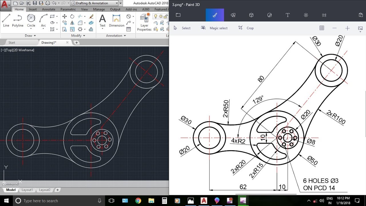 Autocad 2d Practice Drawing Exercise 3 Basic Advance Tutorial