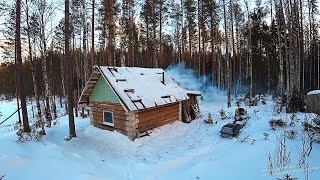 PREPARING a log cabin,winter,frost,living alone off the grid