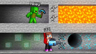 JJ and Mikey: CHEATER vs NOOB Mine Dig Battle in Minecraft - Maizen