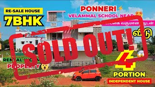 SOLD OUT Re-sale House for Sale in Ponneri Near Velammal School 4Portion House with Rental Income