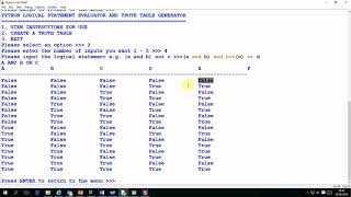 Python Truth Table Creator & Logical Statement Evaluator