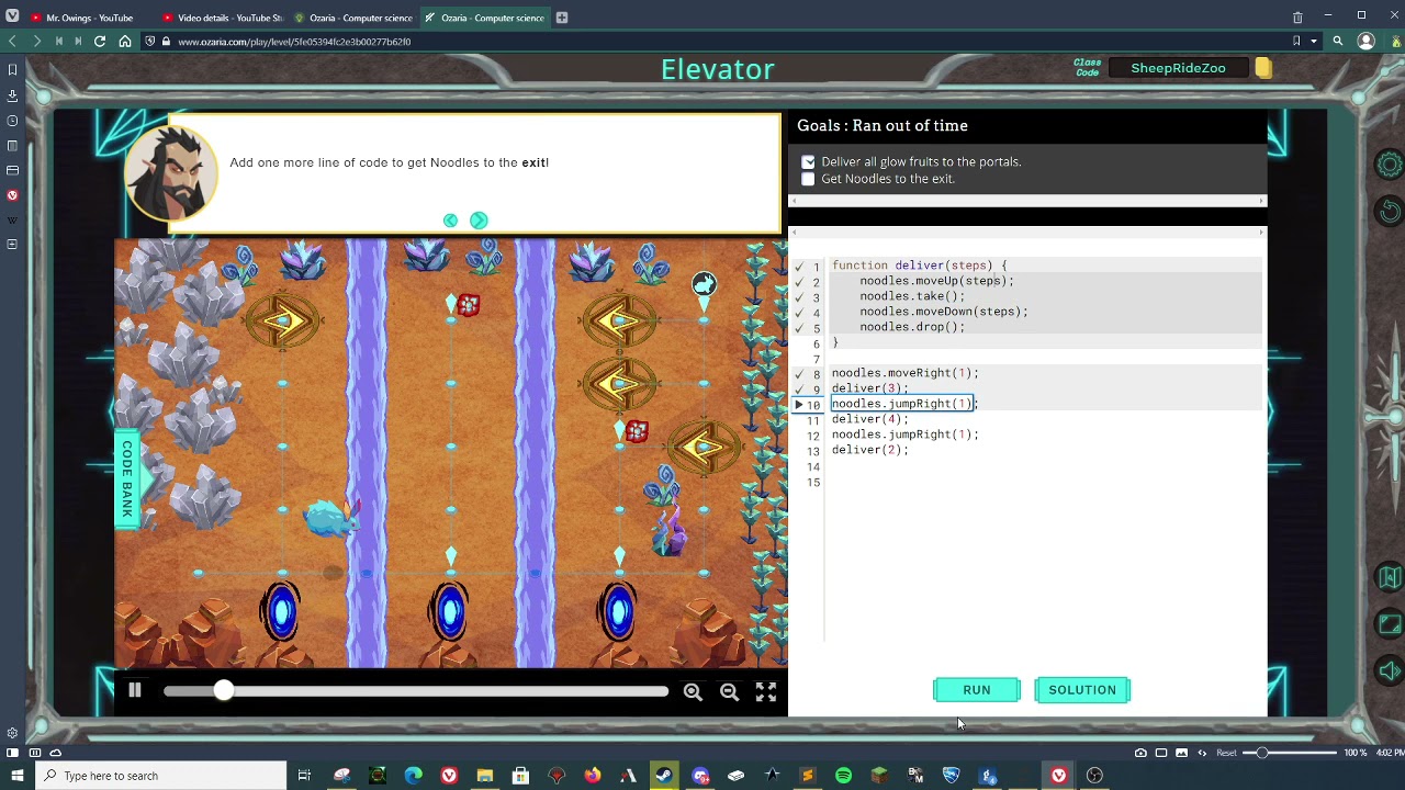 Ozaria Javascript Chapter 4 Module 2 Elevator Youtube
