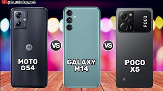 Moto G54 vs Samsung Galaxy M14 vs Poco X5 || Comparison⚡Price, Reviews 2023 🔥 1st Impression