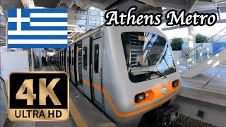 【4K Train View in Greece】Athens Metro from Syntagma St. to Airport