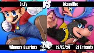 RVA Smash 156 | Dr.Ty (Mario) vs Okamifire (Banjo \u0026 Kazooie) | Winners Quarters | 21 Entrants | SSBU