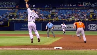 HOU@TB: Pearce nabs chopper to start a double play