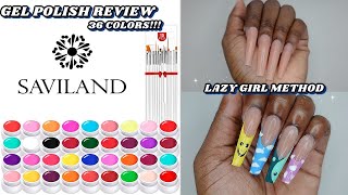 36 Color Saviland Gel Polish Review | Mix Match French | Lazy Girl Polygel Nails