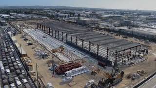 Time-lapse of steel erection at LAX Automated People Mover Maintenance \u0026 Storage Facility