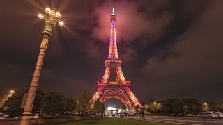 Eiffel Tower glows beautifully on a rainy night.😍♥️#eiffeltower #france  #toureiffel  #winter