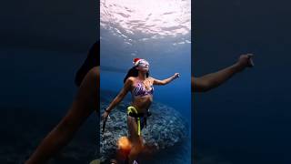 Cute Girls Underwater Christmas Wish #shorts #christmas #santa #trending