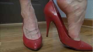 squeaky red pumps & veiny foot tease