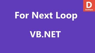 VB.Net For Next Loop