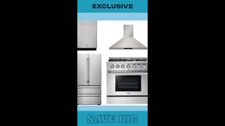 Thor Kitchen 36 In. Propane Gas Range, Range Hood, Refrigerator, Dishwasher Appliance Package