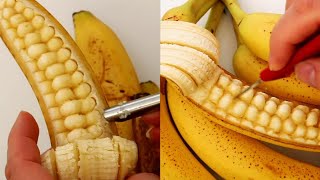 How to Make Banana Decoration | Banana Sweet Corn | Fruit Carving Banana Garnishes