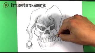 How to Draw Jester Skull - Tattoos - Halloween Drawings