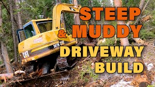 Driveway excavation on a steep hill