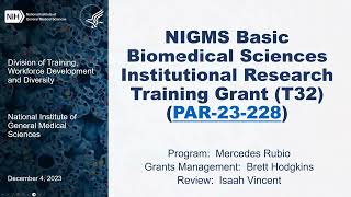 NIGMS Predoctoral Basic Biomedical Sciences Research Training Applicant Webinar: Program Overview