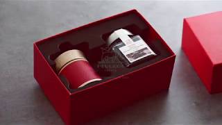 Manufacture of the red Leather-clad Peugeot pepper mill - Baya -