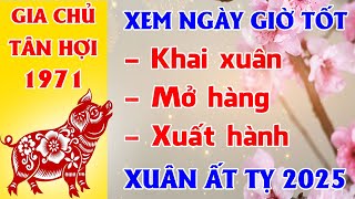 Xem Ngày Giờ Tốt Xuất Hành Khai Trương Năm Mới 2025 Cho Gia Chủ Tân Hợi 1971