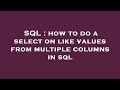 SQL : how to do a select on like values from multiple columns in sql