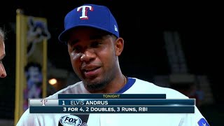 HOU@TEX: Andrus discusses strong game, gets doused