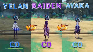 Yelan vs Raiden vs Ayaka!! Who is the best DPS?? Team comp GAMEPLAY COMPARISON!!