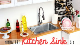 DIY MINIATURE: How to make a kitchen SINK + FAUCET for DOLLHOUSES or BARBIE dolls with POLYMER CLAY
