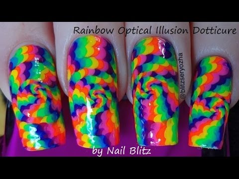 Easy Rainbow Optical Illusion Dotticure Diy Nail Art Tutorial Youtube