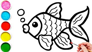 Cute Rainbow Fish Drawing, Painting \u0026 Coloring For Kids and Toddlers_ Kids Art