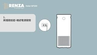 RENZA 濾網 適用 Haier 海爾 AP500 雙偵測空氣清淨機 更換說明