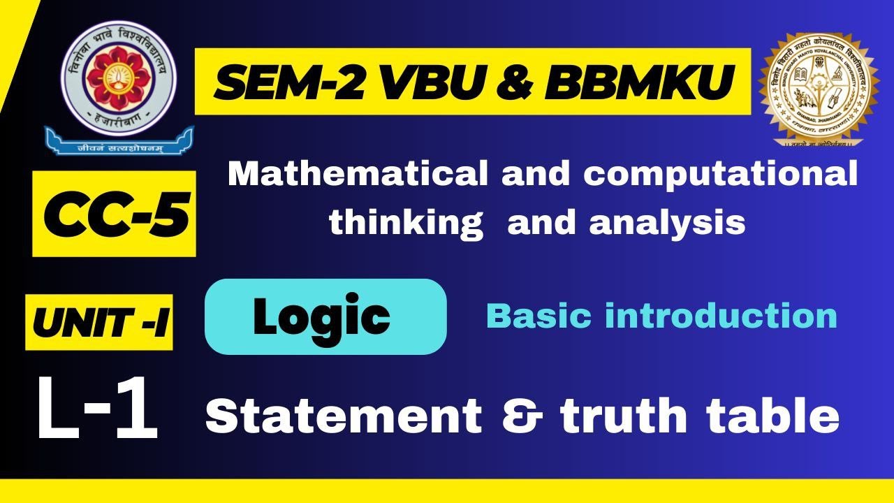 CC-5 VBU & BBMKU SEM-2 L-1 , Mathematical And Computational Thinking ...