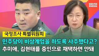 [국회 국조특위] 추미애, 김현태를 증인으로 채택하면 안돼 민주당이 비상계엄을 하도록 사주했다고?